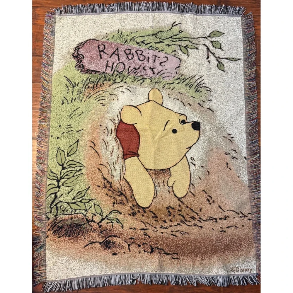 Vintage Disney Winnie the Pooh Tapestry Blanket Throw Unisex OS Rabbit's House